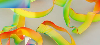 Soyut Renkli Kurdeleler Dinamik Akıyor