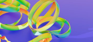 Mor Arkaplanda Soyut Renkli Birleştirilmiş Kurdeleler