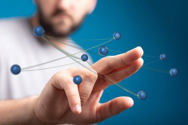 İnsan eli kürelerin ve bağlantıların gelecekteki ağıyla etkileşime giriyor