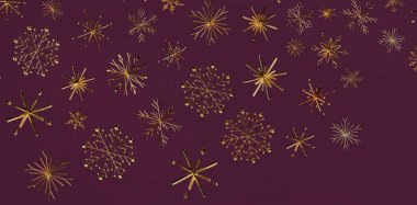 Burgundy Arkaplanındaki Altın Kar Tanesi Dekorasyonları: Festivalsel Tasarım