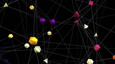 Soyut Ağ Bağlantısı: Renkli Çokgenler & Satırlar