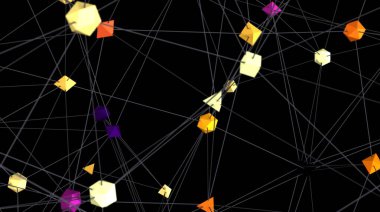 Soyut Ağ Bağlantısı: Renkli Çokgenler ve Çizgiler