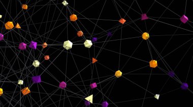 Soyut Ağ Bağlantısı: Renkli Çokgenler & Satırlar