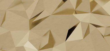 Tasarım için altın rengi ve gölgeleri olan soyut geometrik çokgen arkaplan.