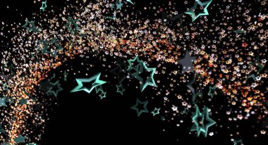 Parlayan Yıldızlar ve Siyah Üzerindeki Işıklar ile Soyut Yıldızlı Gece Arkaplanı