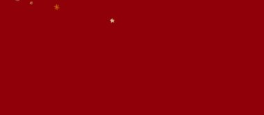 Küçük yıldız ve kar taneleri süslemeleri ile şenlikli kırmızı arkaplan