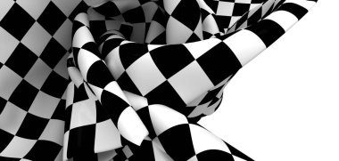 Soyut Siyah ve Beyaz Damalı Kumaş Girdap