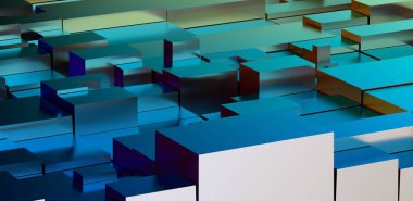 Soyut Mavi ve Teal 3D Küp Arkaplanı