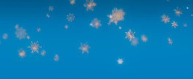 Parlak mavi gökyüzüne zarif bir şekilde düşen kar tanelerinin büyüleyici bir görüntüsü. Narin kristaller bir huzur ve merak hissi yaratır..