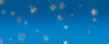 Parlak mavi gökyüzüne düşen kar tanelerinin güzel bir görüntüsü. Huzur, merak ve kışın büyüsünü çağrıştırıyor..