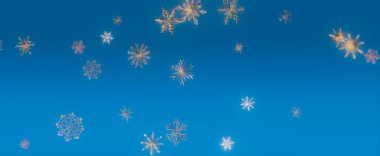 Açık mavi gökyüzüne düşen kar tanelerinin güzel bir görüntüsü, kış harikalar diyarının özünü yakalıyor..