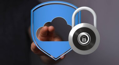 Güvenli Bulut Veri Koruması: Kalkan ve Kilit Simgesi