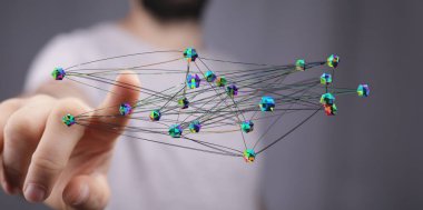 Renkli geometrik şekillere bağlı ağ kavramı