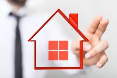 İşadamı 3 Boyutlu Tasarlanmış Ev Tasarımı Gösteriyor