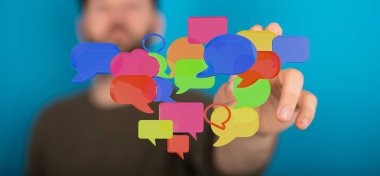 Konuşma baloncukları ve elle iletişimin kavramsal çizimi