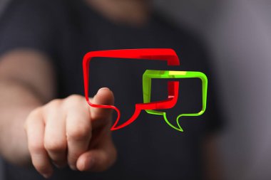 Parmak Dokunuşu Konuşma Baloncuğu Simgesi Ağ Sunumu