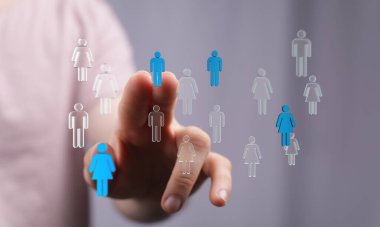 İnsan kaynakları ve iş ağları sembolleri işaret ediyor..