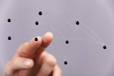 El Hareketiyle Bağlanan Soyut Dijital Ağ Konsepti