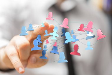 Sosyal medya ve takım çalışması için dijital ağ bağlantısı kavramı.