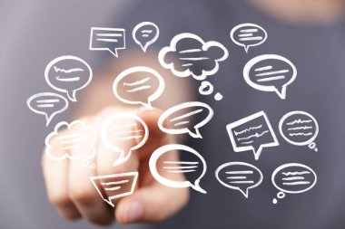 Yüzen Sohbet Baloncuklarına El Gösterimi: İletişim Konsepti