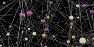 Soyut Ağ Bağlantısı: Renkli Düğümler ve Çizgiler