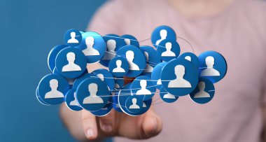 Küresel erişim için birbirine bağlı insanlar ve sosyal medya bağlantıları ağı