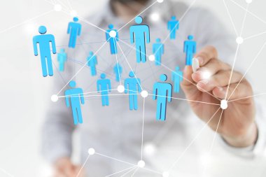 Küresel ağ Engelleme zinciri. Üç boyutlu illüstrasyon. Sinirsel ağlar ve