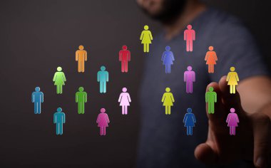 İnsan ağı, bağlantı ve sosyal etkileşim konsepti sunumu