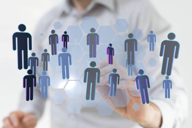 Takım çalışması kavramı için insanlarla dijital ağ bağlantısı