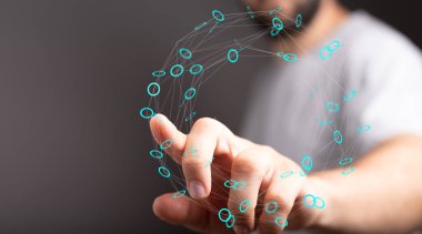 Dijital ağ bağlantısı, fütüristik teknoloji kavramı.