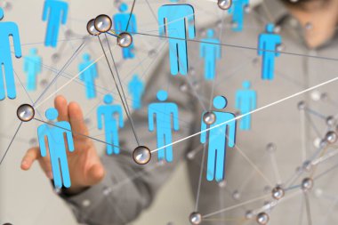 Küresel ağ Engelleme zinciri. Üç boyutlu illüstrasyon. Sinirsel ağlar ve