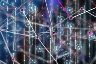 Sinirsel ağ 3 boyutlu illüstrasyon. Büyük veriler ve siber güvenlik - 3D