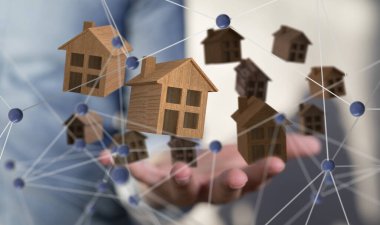 ev seçimi Büyük veri ve yapay zeka konsepti. Machin.