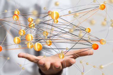 Koyu arkaplan üzerinde noktalar olan soyut çizgiler. 