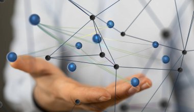 Konferans Dijital Ağ ve Veri Konsepti 3D