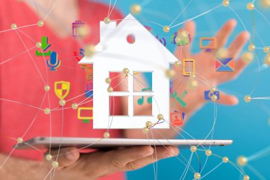 Ev verileri. Parçacıkları ve dijital verileri olan dijital siber uzay