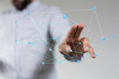 Dijital ağ bağlanıyor, fütüristik teknoloji tasarımı konsepti, iş ve yenilik