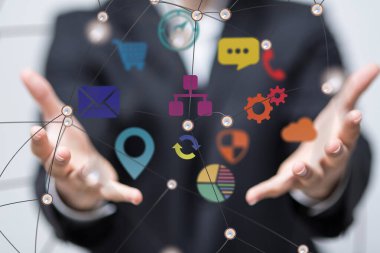 Konferans Dijital Ağ ve Veri Konsepti 3D