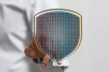 Elle tutulan soyut ağ şebekesine sahip dijital kalkan kavramı, siber güvenlik