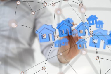 ev seçimi Büyük veri ve yapay zeka konsepti. Machin.