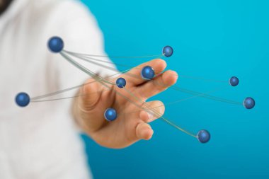 El-birleştirme noktaları, dijital ağ ve bağlantılar kavramı.