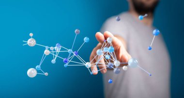 Dijital Ağ Bağlantısıyla Etkileşen Adam