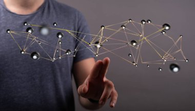 Dijital Ağ Bağlantısına Uzanan Adam