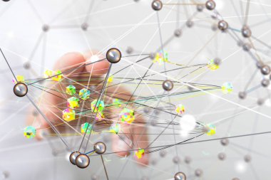 Konferans Dijital Ağ ve Veri Konsepti 3D