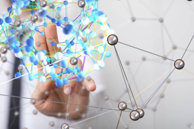 Sinirsel ağ konsepti. Bağlı hücreler.