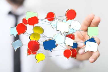 Modern Dijital Etkileşimi Gösteren Bağlı İletişim Ağı