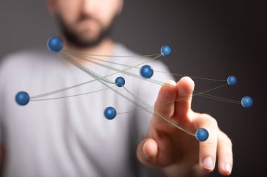 İnsan dijital ağ küreleri, iş ve teknoloji ile etkileşim içindedir