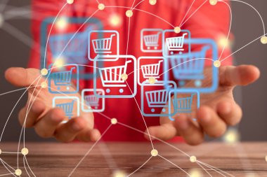 Alışveriş Arabası Düz Tasarımı E-Ticaret Simgesi