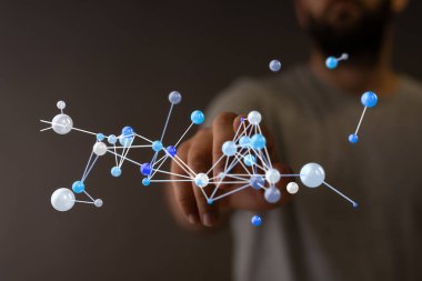 Dijital Ağ Bağlantılarıyla Etkileşen Adam