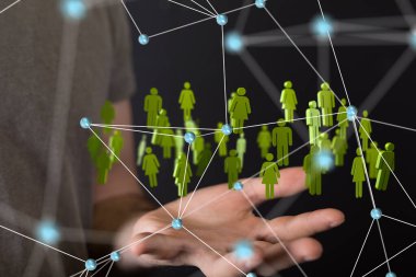 Küresel ağ Engelleme zinciri. Üç boyutlu illüstrasyon. Sinirsel ağlar ve